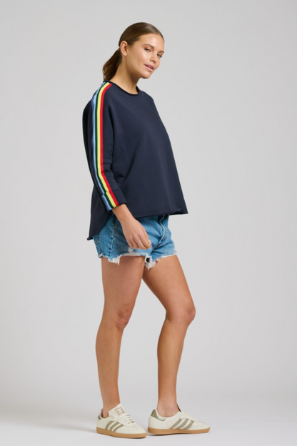 Raw Tape L/S Sweatshirt - Navy/Rainbow