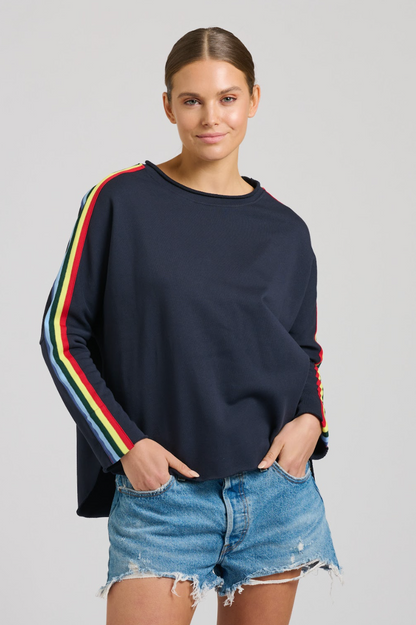 Raw Tape L/S Sweatshirt - Navy/Rainbow