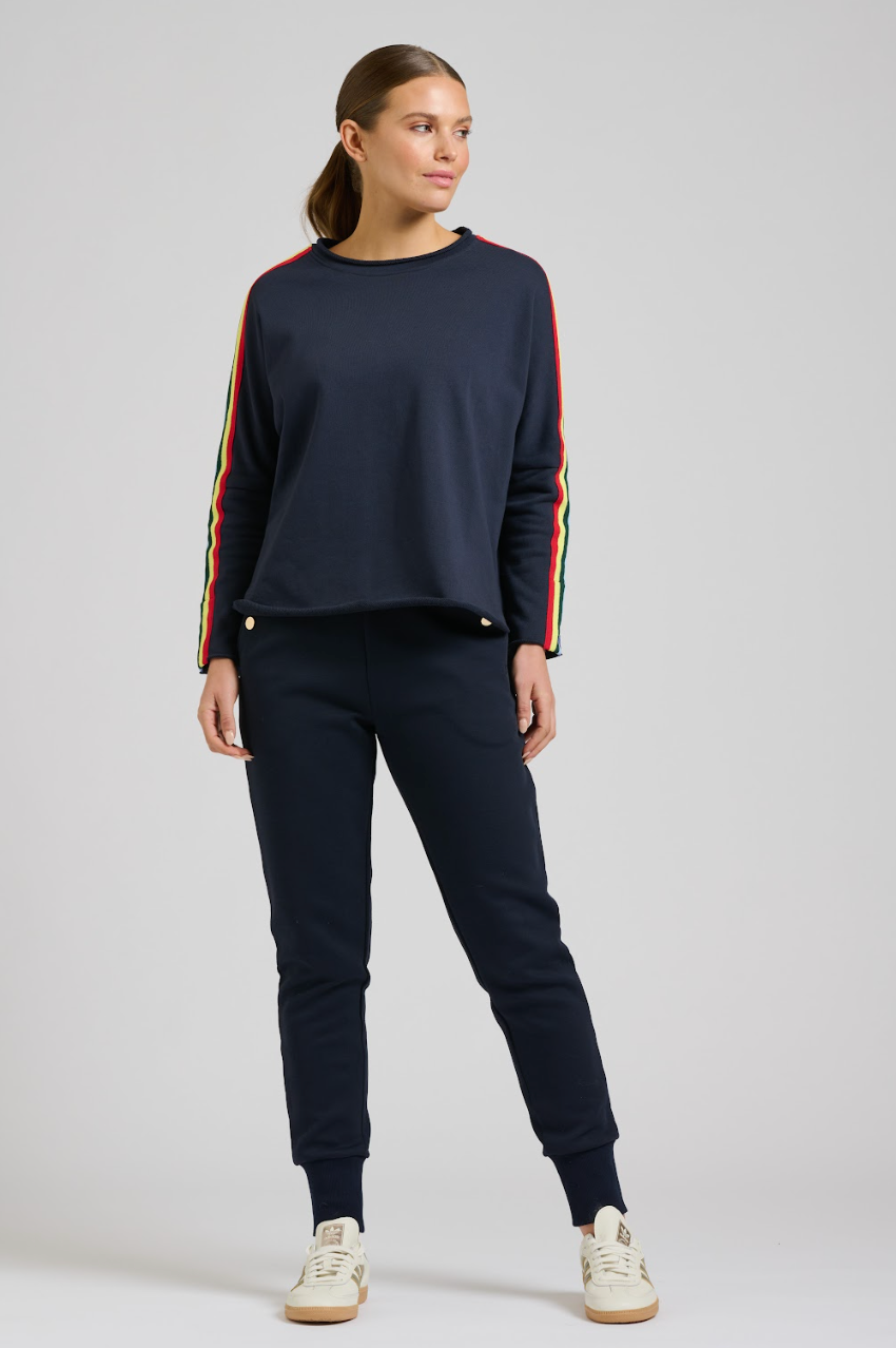 Raw Tape L/S Sweatshirt - Navy/Rainbow