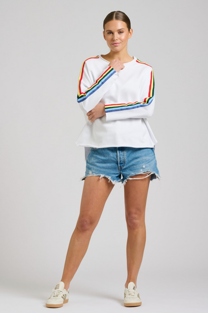 Raw Tape L/S Sweatshirt - White/Rainbow