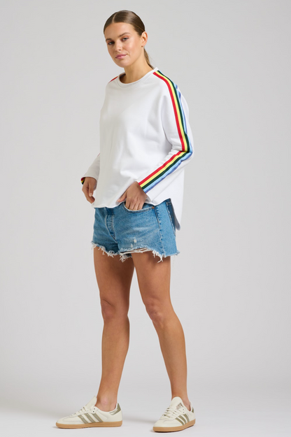 Raw Tape L/S Sweatshirt - White/Rainbow