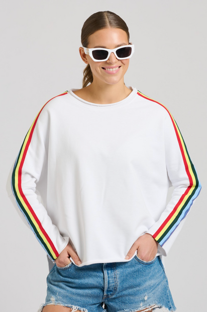 Raw Tape L/S Sweatshirt - White/Rainbow