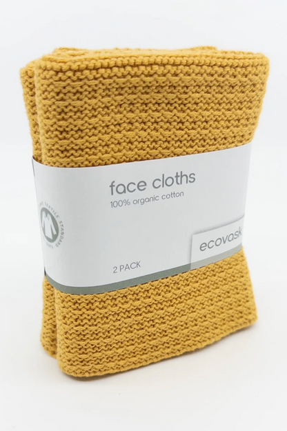 Organic Cotton Face Cloth 2pk - Corn