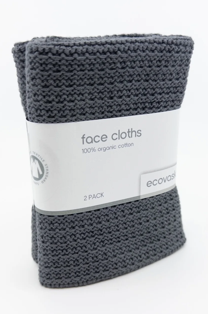 Organic Cotton Face Cloth 2pk - Graphite