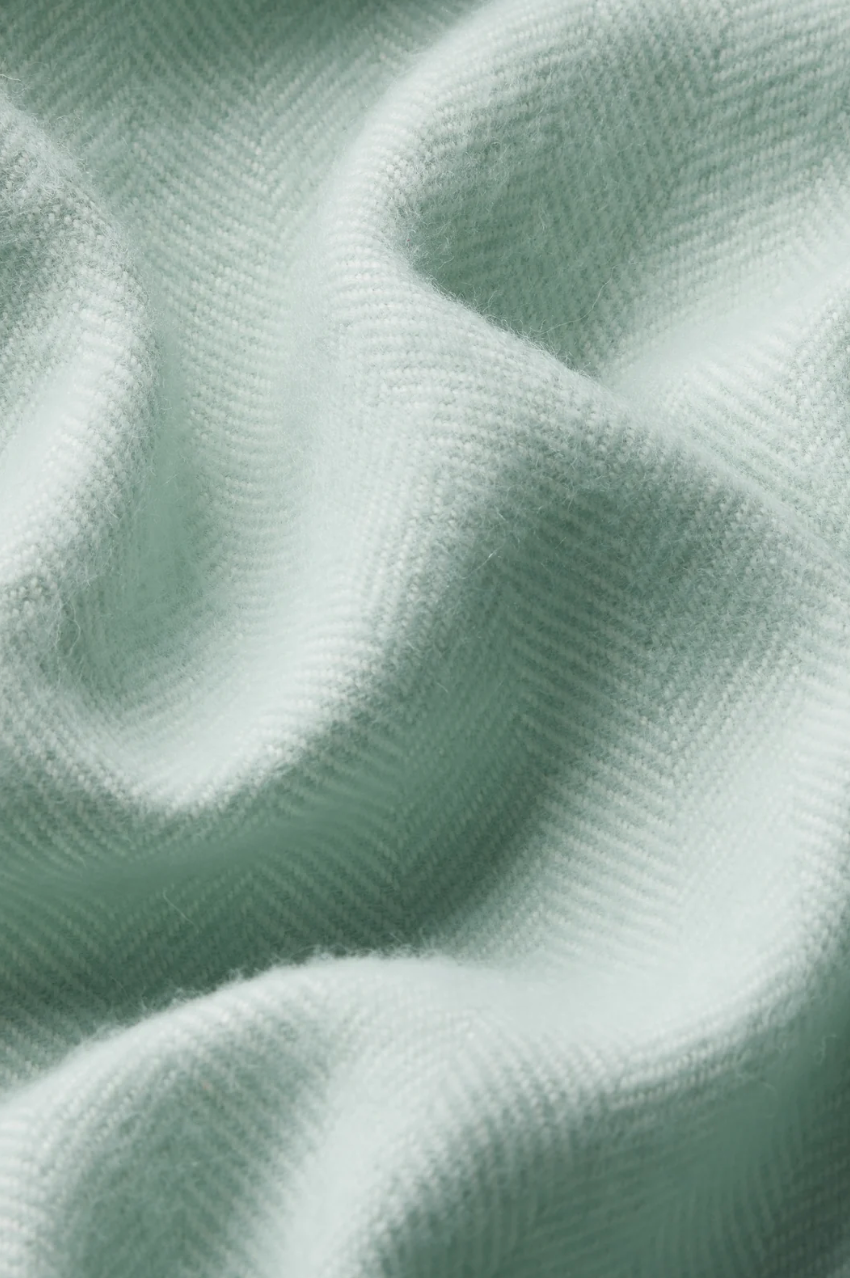 Wool Herringbone Throw - Seaglass