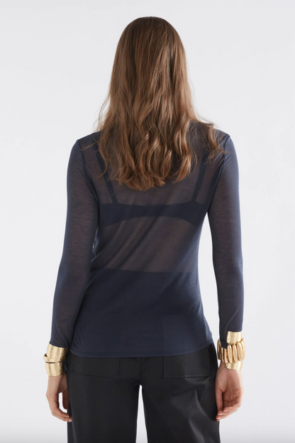 Sheer Long Sleeve Tshirt - Space Blue