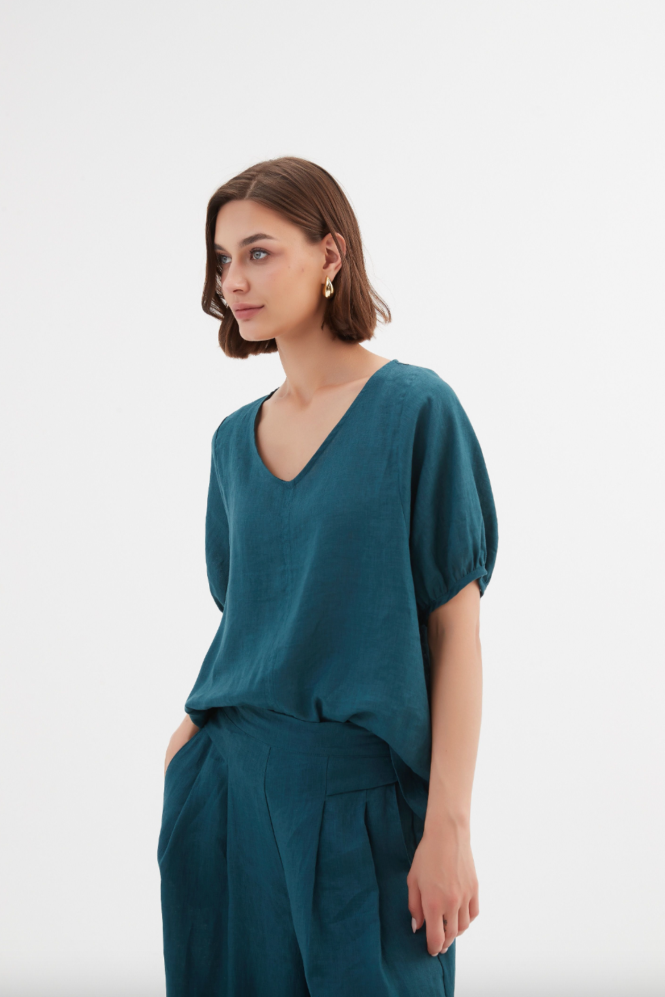 Bishop Sleeve Top - Deep Marine