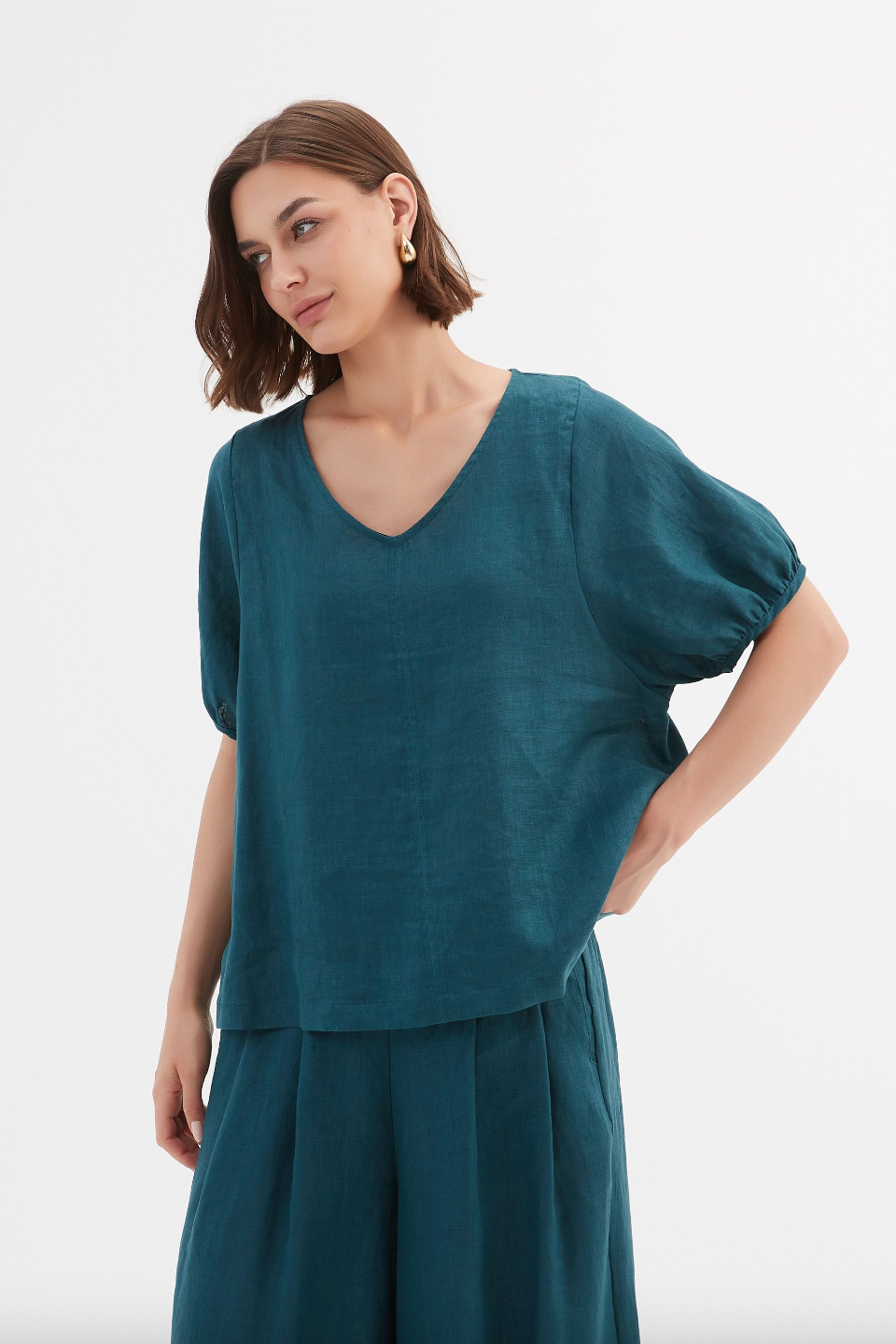 Bishop Sleeve Top - Deep Marine