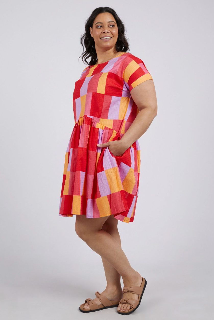 Plus size clearance checkered dress