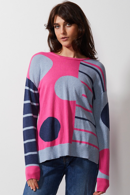 Spot on Stripes Jumper - Pink