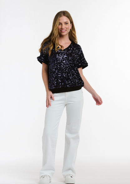 Italian Star Starlet Sequin Tee - Midnight