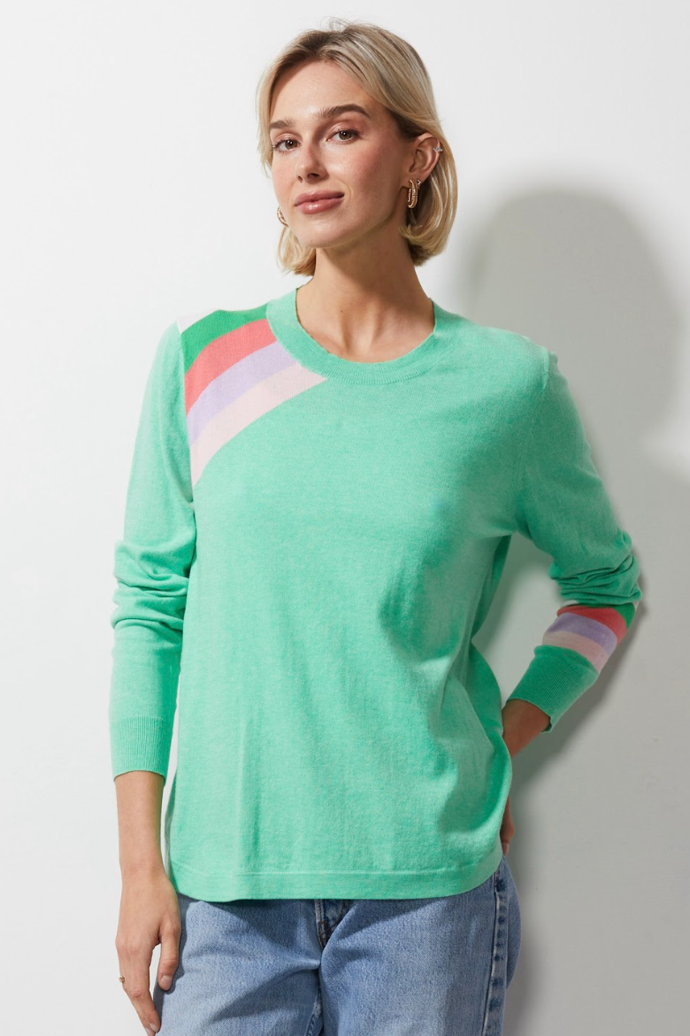 Striped Curve Jumper - Mint