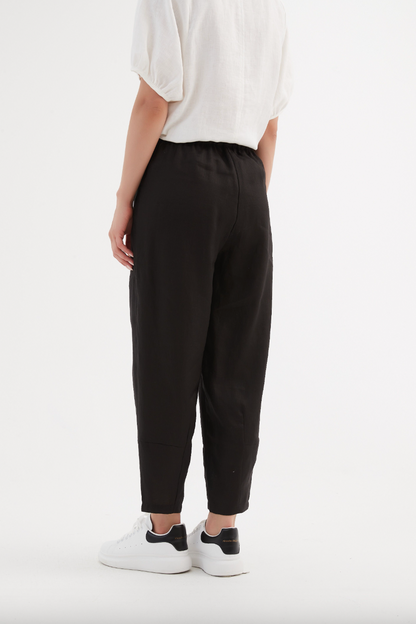 Tapered Linen Jogger - Black