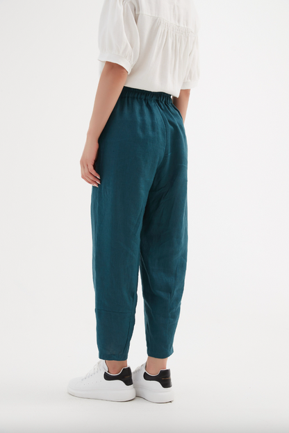 Tapered Linen Jogger - Deep Marine