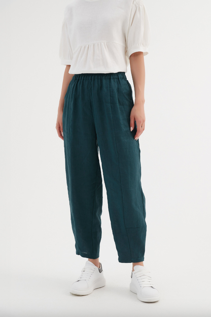 Tapered Linen Jogger - Deep Marine