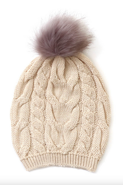 Valentina Cable Beanie/Pom Pom