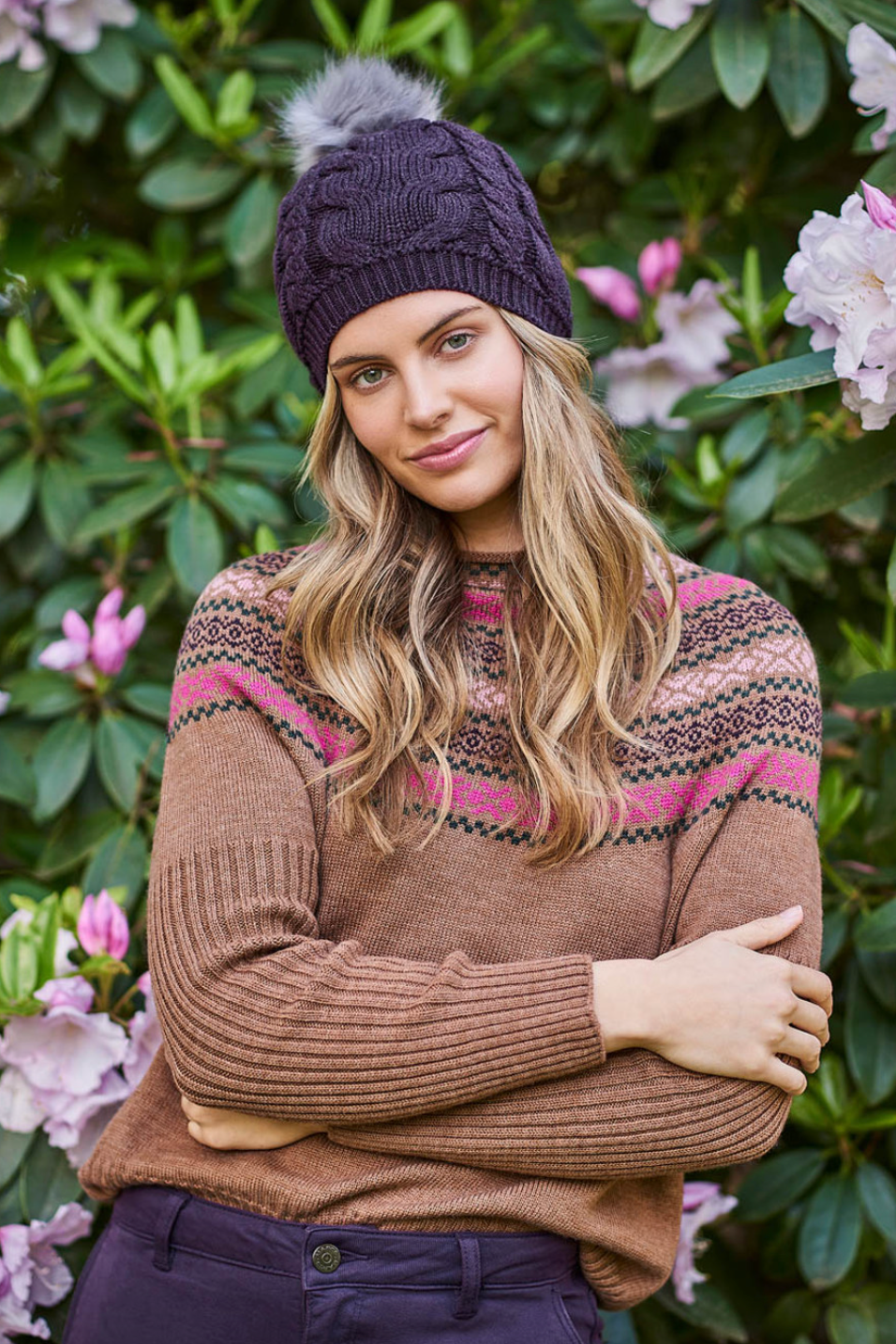 Valentina Cable Beanie/Pom Pom