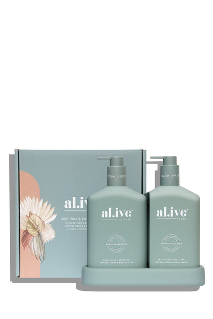 Alive Wash & Lotion Duo + Tray - Kaffir Lime & Green Tea