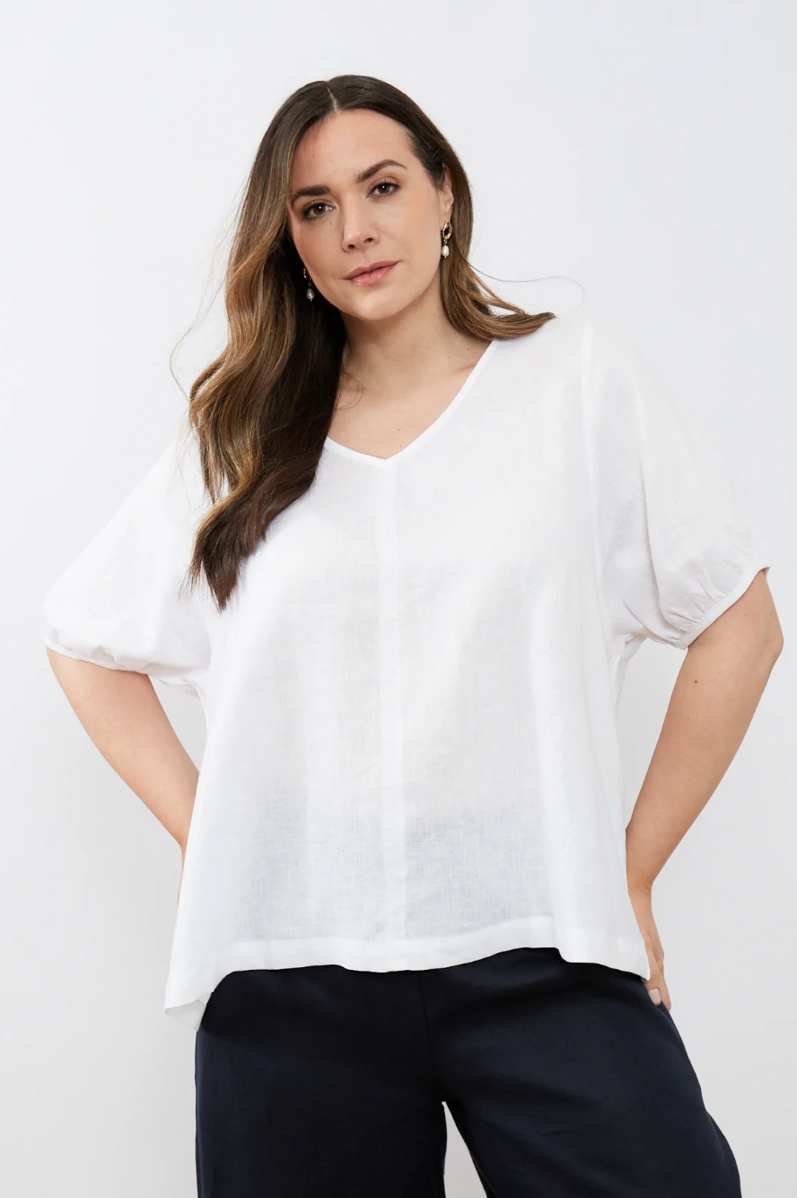 Bishop Sleeve Top - White