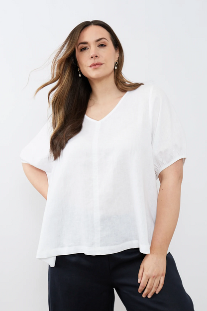 Bishop Sleeve Top - White