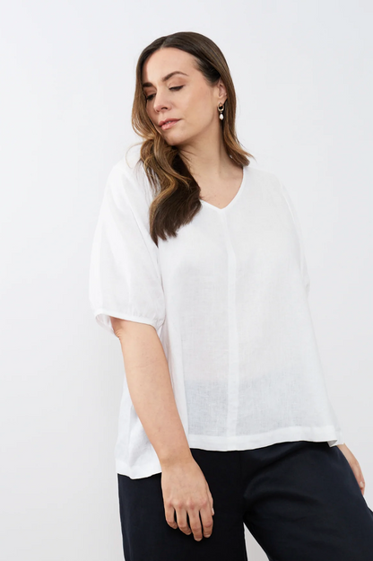 Bishop Sleeve Top - White